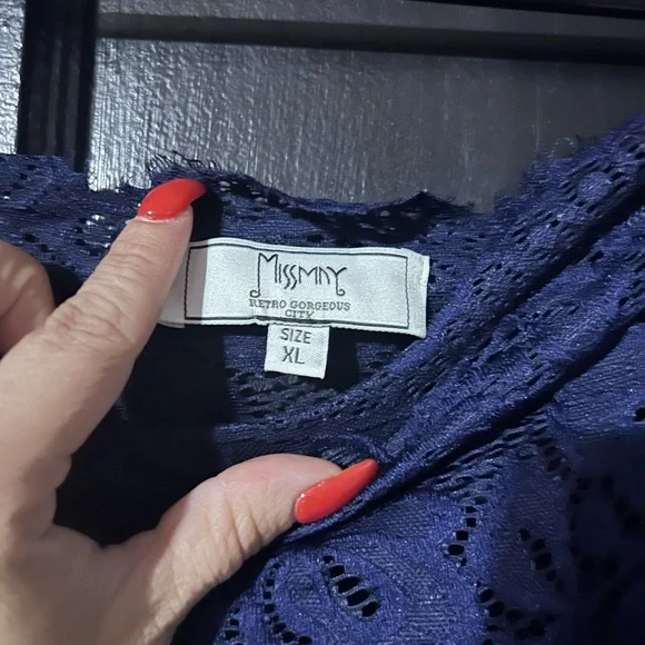 Elegant Navy Lace Dress - Picture 4 of 5